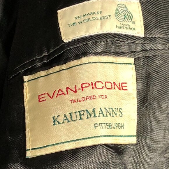 Evan-Picone Mens Suit Blazeer Jacket 42R Wool Gray Houndstooth Single-Breasted - Picture 3 of 15